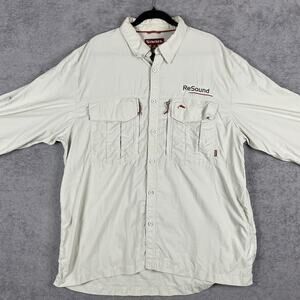 Simms Fishing Shirt Mens 2XL Beige Long Sleeve Performance Core3 Outdoor Nylon